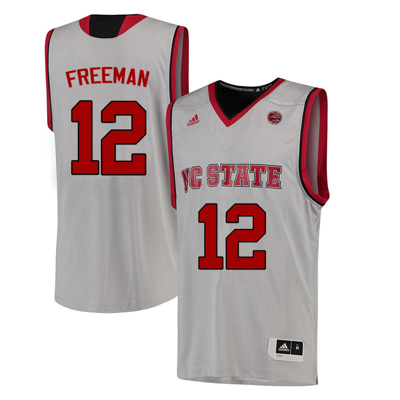 Men NC State Wolfpack #12 Allerik Freeman College Basketball Jerseys-White